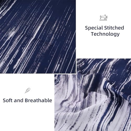Dinjoy Ombre Blue Comforter Set King Size Gradient Navy Blue White Boho Bedding Set for Teen Men Women 7 Pieces Bed in A Bag Bohemian Bed Set with Comforter, Sheets, Pillowcases & Shams Dinjoy