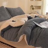 LLanCL 3D Jacquard Design Comforter Set, Ultra-Soft Warm Queen Size Sherpa Fur Plush 3-Pieces Sets Luxury Cozy Bedding with 2 Pillowcases (90"x90", Grey) LLanCL