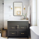 Fabuday Black Bathroom Mirror - 16x24 Inch Rectangle Wall Mounted Mirror Over Sink, Black Trim Metal Frame Vanity Mirror Hanging for Farmhouse, Bedroom, Restroom, Living Room, Entryway Decor Fabuday