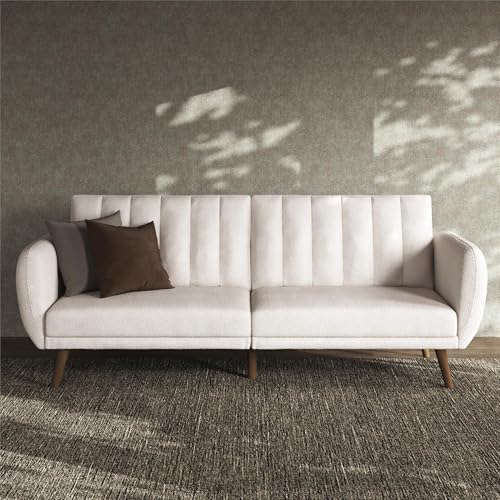 Novogratz Brittany 81.5" Futon Sofa Bed and Couch Sleeper, Ivory Boucle Novogratz