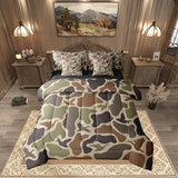 Erosebridal Duck Hunting 7 Pieces Bed Set Twin Size Army Camo Comforter Set Kids Boys Green Camouflage Military Bed in A Bag with Comforter Wild Woodland Sheet Set Farmhouse Room Decor Erosebridal