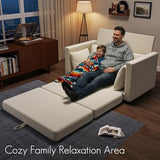 TROMIRY Convertible Loveseat Sofa Bed | Pull Out 78.7” Floor Couch Bed | Folding Sleeper Sofa Bed for Living Room, Apartment & Guest Room | Ivory White TROMIRY