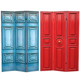 Red Lantern 6 ft. Tall Double Sided Door Print Canvas Room Divider, Fancy Door Red Lantern