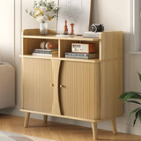 Decofy 39" Buffet Sideboard Cabinet, Mid Century Modern Console Cabinet with Roller Shutter Sliding Doors & Adjustable Shelves for Kitchen Cabinets, Living Room, Entryway, Coffee Bar Cabinet (Oak) Decofy
