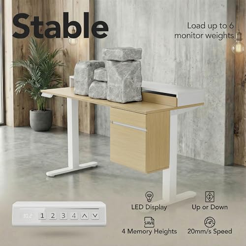 ErGear Electric 47 inch Standing Desk with Drawers and File Cabinet, Adjustable Stand up Desk with Storage, Ergonomic Sit Stand up Table Compatible Monitor Stand, Light Walnut ErGear