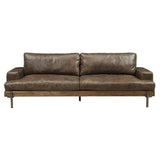 Acme Silchester Leather Sofa in Oak and Distress Chocolate Acme