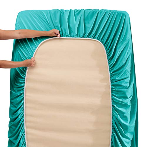 Hearth & Harbor Extra Deep Pocket Queen Sheets Sets - Fits Mattress 18-24 Inches Deep - Extra Deep Pocket Sheets - 6 Piece Queen Size - Teal Hearth & Harbor