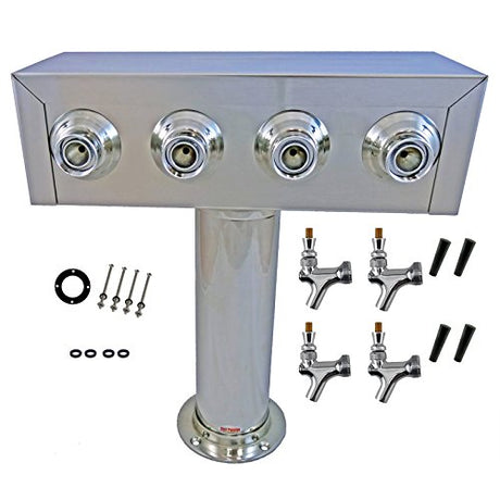 Bev Rite, Stainless Steel Product Draft Beer Kegerator T Tower, Body, 4 Faucets Bev Rite