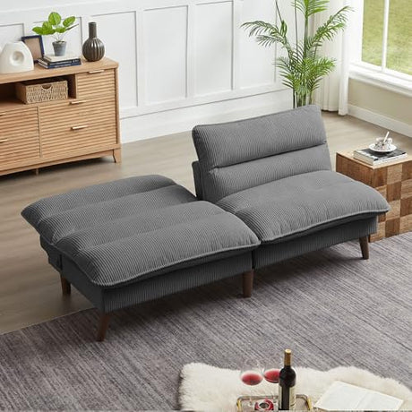 Futon Sofa Bed, 72" Convertible Futon Couch with 3-Level Adjustble Backrest, Modern Loveseat Couch, Folding Recliner Sleeper Sofa for Small Spaces, Living Room, Apartment, Guest Room, Dark Grey Enobala