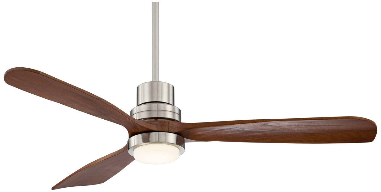 Casa Vieja 52" Delta-Wing DC Rustic Farmhouse 3 Blade Indoor Ceiling Fan with LED Light Remote Control Brushed Nickel Walnut Wood for Living Kitchen Bedroom Family Dining Office Room Casa Vieja