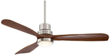 Casa Vieja 52" Delta-Wing DC Rustic Farmhouse 3 Blade Indoor Ceiling Fan with LED Light Remote Control Brushed Nickel Walnut Wood for Living Kitchen Bedroom Family Dining Office Room Casa Vieja