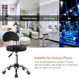 KKTONER Rolling Stool with Mid Back Height Adjustable Chair PU Leather Swivel Chair with Wheels for Office Home Task Drafting (Black) KKTONER