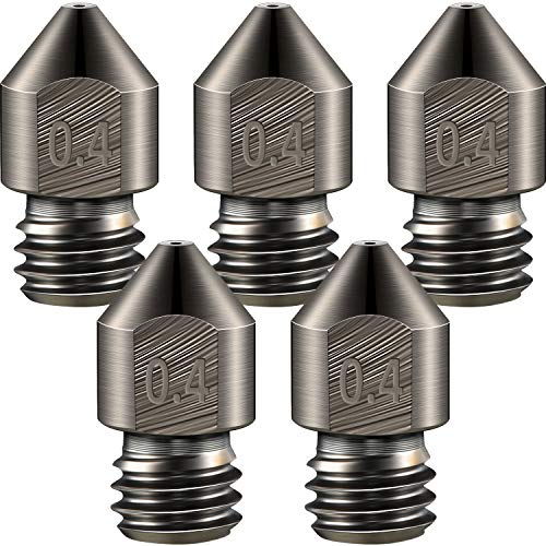 Mudder Hardened Steel Nozzle 0.4 Mm/ 1.75 mm 3D Printer Mk8 Nozzles High Temperature Wear Resistant Compatible with Ender 3/ Ender3 Pro, Prusa I3, Makerbot Creality Cr-10 All Metal Hotend Mudder