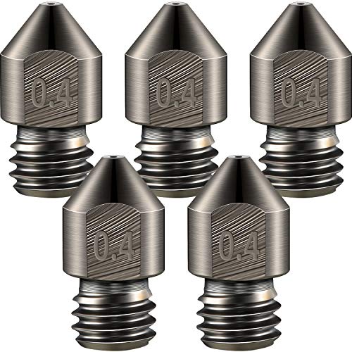 Mudder Hardened Steel Nozzle 0.4 Mm/ 1.75 mm 3D Printer Mk8 Nozzles High Temperature Wear Resistant Compatible with Ender 3/ Ender3 Pro, Prusa I3, Makerbot Creality Cr-10 All Metal Hotend - WoodArtSupply