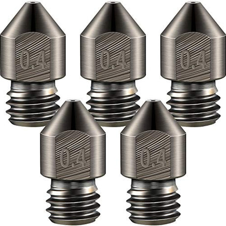 Mudder Hardened Steel Nozzle 0.4 Mm/ 1.75 mm 3D Printer Mk8 Nozzles High Temperature Wear Resistant Compatible with Ender 3/ Ender3 Pro, Prusa I3, Makerbot Creality Cr-10 All Metal Hotend Mudder
