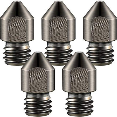 Mudder Hardened Steel Nozzle 0.4 Mm/ 1.75 mm 3D Printer Mk8 Nozzles High Temperature Wear Resistant Compatible with Ender 3/ Ender3 Pro, Prusa I3, Makerbot Creality Cr-10 All Metal Hotend