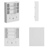 Elegant White Tall Bookcase with Glass Doors & 14 Compartments for Stylish Storage Homsee