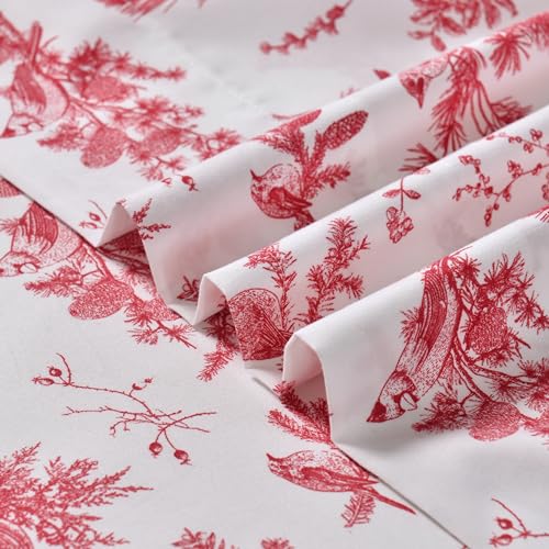 Elegant Comfort Luxury Soft Bed Sheets Holiday Pattern 1500 Premium Hotel Quality Microfiber-Softness Wrinkle and Fade Resistant (6-Piece) Bedding Set, Full, Cardinal Elegant Comfort