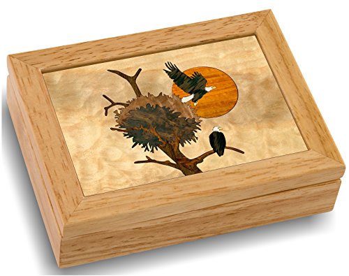 Wood Eagle Nest Box - Handmade USA - Unmatched Quality - Unique, No Two are the Same - Original Work of Wood Art. A Eagle Nest Gift, Ring, Trinket or Wood Jewelry Box (4103 Eagle's Nest 4x5x1 - WoodArtSupply