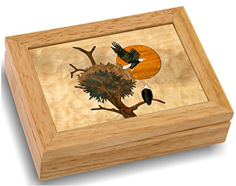 Wood Eagle Nest Box - Handmade USA - Unmatched Quality - Unique, No Two are the Same - Original Work of Wood Art. A Eagle Nest Gift, Ring, Trinket or Wood Jewelry Box (4103 Eagle's Nest 4x5x1.5) MarqArt