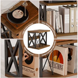 QILICHZ Record Holder,80-100Lps Vinyl Records Storage,Stackable Vinyl Holder,2-Tier Record Player Stand,Wood Turntable Stand,Records Player Table for Magazine, Book, Files, Albums QILICHZ