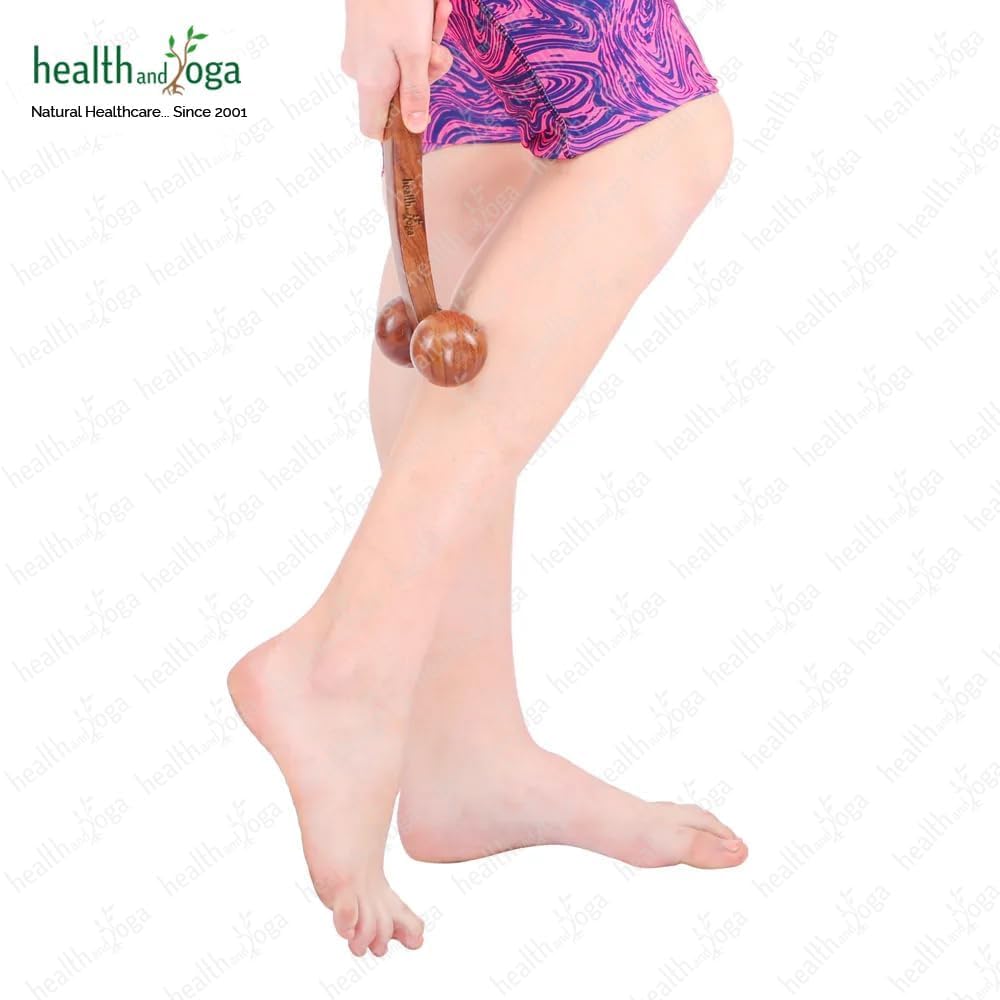 HealthAndYoga™ NatureSooth Wooden Massage Roller – Wood Therapy Massage Tools – Handheld Calf and Leg Massager, Back and Shoulder Massager and Full Body Massager SoulGenie