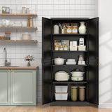UNICOLY 71" Kitchen Pantry Cabinet, Pantry Storage Cabinet with Doors and 4 Shelves, Metal Storage Cabinets for Kitchens, Living Room, Dinning Room, Assembly Required, Black UNICOLY