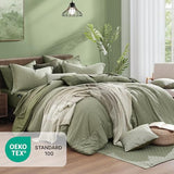 Monbix King Size Comforter Set, Sage Green King Size Bed Set Reversible 7 Pieces, Cationic Dyeing Bed in a Bag with Comforter, Sheets, Pillowcases & Shams Monbix