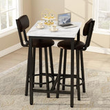LTTROMAT Dining Table Set, 23.6” Square Faux Marble Table with 2 PU Upholstered Backrest Chairs, 3-Piece Kitchen Dining Room Set for Small Spaces, Kitchen, Restaurant Furniture, White LTTROMAT