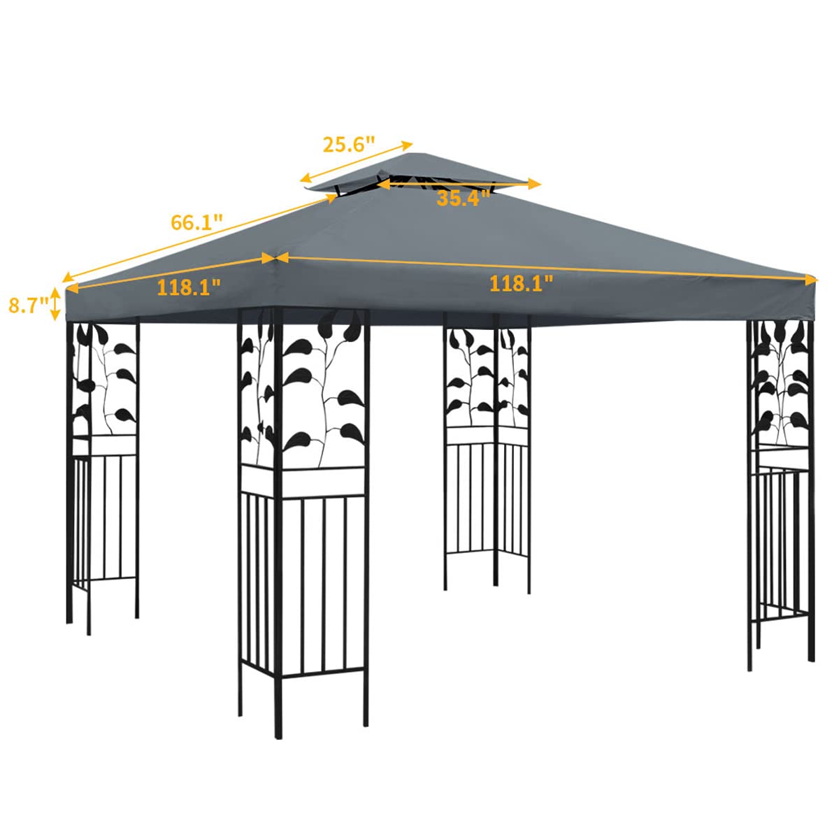 Gazebo Canopy Replacement 118"x118" Outdoor Canopy Shelter for Smaller 10x10ft Top Double Tiered Canopy Cover ERFEI