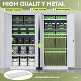 SUNCROWN Metal Storage Cabinets, 72”Locking Cabinet with 2 Doors and 4 Adjustable Shelves, Steel Utility Tool Garage Cabinets,Tall Metal Lockable File Cabinet for Office,Home, Gym, School, Grey SUNCROWN
