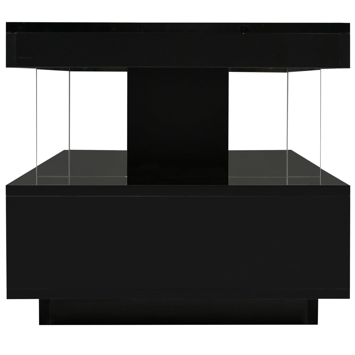 Harper & Bright Designs LED Coffee Table High Gloss Center Table with 2 Drawers and Display Shelves, Cocktail End Table Sofa Table with LED Lights for Living Room (Black) Harper & Bright Designs
