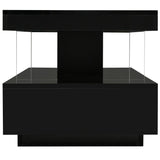 Harper & Bright Designs LED Coffee Table High Gloss Center Table with 2 Drawers and Display Shelves, Cocktail End Table Sofa Table with LED Lights for Living Room (Black) Harper & Bright Designs