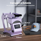 Hat Press Heat Machine for Caps with Precise Temp&Timer Control, Timer Auto Starter, Hat Heat Press with 2 Platens for Trucker Hat & HTV Iron on Vinyl, Sublimation Hat Press, Heat Transfer (Purple) EENOUR