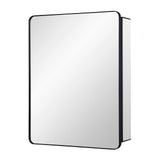 IDYLLOR Black Bathroom Mirror Medicine Cabinet with Round Corner Framed Door 24 x 30 inch, Recessed or Surface Mount, with Adjustable Glass Shelves IDYLLOR