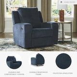 Signature Design by Ashley Danum Casual Manual Tufted Wall Hugger Recliner with Track Arms, Blue