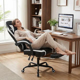 Giantex Gaming Chair, Height Adjustable Computer Desk Chair with Headrest, Lumbar Support, Linkage Armrests, Reclining Backrest & Footrest, Ergonomic Office Chair, Video Game Chair (Black) Giantex
