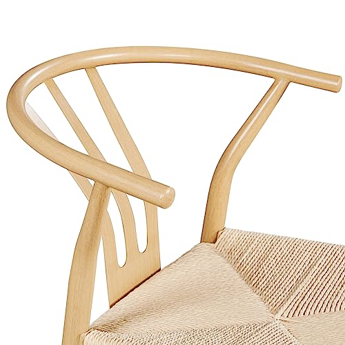 Yaheetech Weave Dining Chairs Weave Arm Chairs Set of 4 Mid-Century Modern Chair Dining Room Chairs Metal Frame Accent Chair Rattan Dining Chairs Weave Hemp Seat, Wood Color - WoodArtSupply