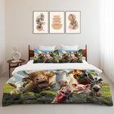 Funny Animals Bedding Set 3 Pieces Soft Lightweight Microfiber Farmhouse Cow Donkey Pig Bedspread Coverlet Set Fun Horse Duvet Cover Twin Full Queen King for Comforter Bed Set for Girls Boys Women Men exroozy