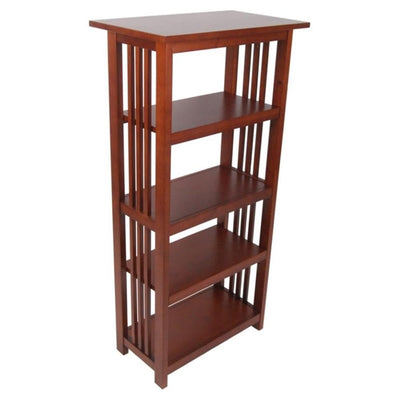 Alaterre Furniture Mission Book Shelf-4 Tier Bookcase with Adjustable Shelves for Living Room or Home Office, 48-Inch, Cherry
