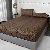 Leopard Pattern Fitted Sheet King Size Soft 100% Microfiber Bedding Sheet with 15" Deep Pocket 1 Piece Fitted Sheet Animal Cheetah Printed Farmhouse Bedding Sheet Cozy Mattress Cover King Bed Sheet LifeTB