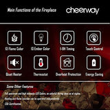 Cheerway 42 inch Electric Fireplace with Heater, Wall Mounted & Recessed Electric Fireplace Insert, Linear Wall Fireplace w/Thermostat, 13×13 Flame Color, Remote & Touch Control w/Timer, 750W/1500W Cheerway