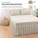 BISELINA French Linen Bed Skirt with Pleated Frills 14-Inch Tailored Drop Natural Flax Cotton Blend Dust Ruffle Soft Cozy Farmhouse Bedding (14" Twin, Linen) BISELINA