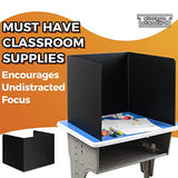 4-Pack Desk Dividers for Students - Durable & Waterproof Plastic Study Carrel Divider, Classroom Folders Teacher Supplies, Easy-to-Clean Plastic Privacy Shield Folder Boards for Student Desks, Black Storage Standard