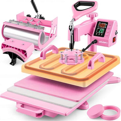 15x15 Heat Press Machine for T Shirts with 30oz Tumbler Press 5-in-1 Slide Out Easy Loading Heat Transfer with Dual-Tube Heating & 4-Zone PID Temp Controller for Quick & Even Heat on Hat Cap Mug Plate