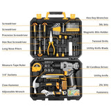 DEKOPRO 126 Piece Power Tool Combo Kits with 8V Cordless Drill, 10MM 3/8'' Keyless Chuck, Professional Household Home Tool Kit Set, DIY Hand Tool Kits for Garden Office House Repair DEKOPRO