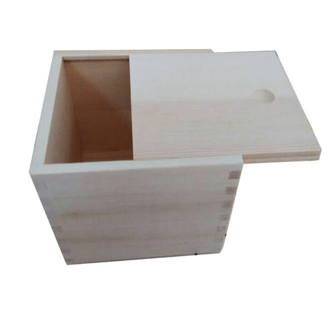 StarMall Wooden Unfinished Storage Box with Slide Top-Square (Big(5" x 5" x 4.5")) StarMall