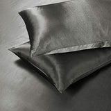 AiMay 3 Piece Satin Duvet Cover Set Bedding Sets Luxury Rich Silk Silky Super Soft Solid Color Reversible Stain-Resistant Wrinkle Free (Queen, D-Grey) AiMay
