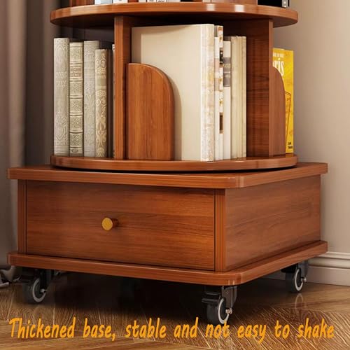 TruRim 360° Rotating Five-Tier Bookshelf for Small Spaces - Stylish Wooden Storage Tower - WoodArtSupply