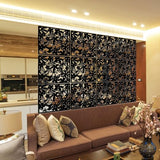 LRZCGB Hanging Room Divider,24 Pieces PVC Screen Partition Panel with Butterfly Flower Bird for Living Dining Study Sitting-Room Hotel Bar Decoration (Black, 24) LRZCGB